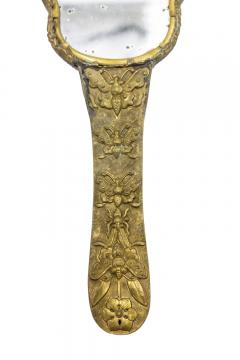 French Victorian Brass and Enamel Hand Mirror - 4672463