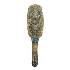 French Victorian Brass and Enamel Hand Mirror - 4740721
