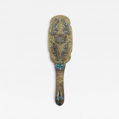 French Victorian Brass and Enamel Hand Mirror - 4740942