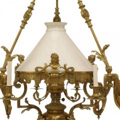 French Victorian Bronze Converted Gas Foliate Chandelier - 4630529