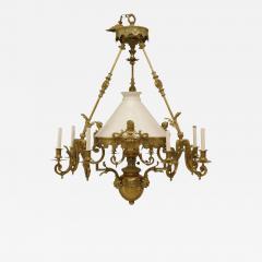 French Victorian Bronze Converted Gas Foliate Chandelier - 4646450