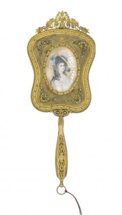 French Victorian Bronze Dore Hand Mirror - 4322149