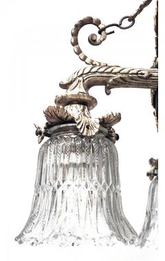 French Victorian Bronze Dore and Crystal Bowl Chandelier - 4629273
