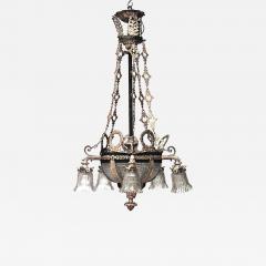 French Victorian Bronze Dore and Crystal Bowl Chandelier - 4645116