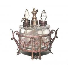 French Victorian Bronze and Crystal Perfume Bottle Set - 4216369
