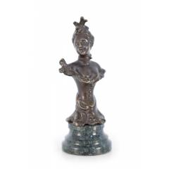 French Victorian Bust form Bronze and Marble Paperweight - 4668096