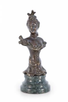 French Victorian Bust form Bronze and Marble Paperweight - 4668097