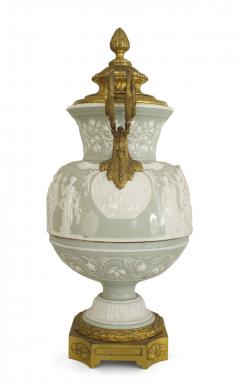 French Victorian Celadon and White Porcelain Palace Vase - 4200517