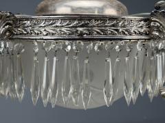 French Victorian Chandelier Etched Glass Silver Plated 19th Century - 4469892