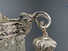 French Victorian Chandelier Etched Glass Silver Plated 19th Century - 4469896