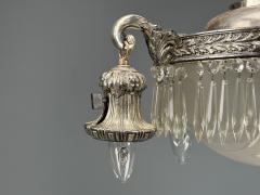 French Victorian Chandelier Etched Glass Silver Plated 19th Century - 4469897