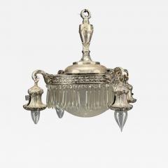 French Victorian Chandelier Etched Glass Silver Plated 19th Century - 4469939