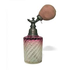 French Victorian Cranberry Baccarat Crystal Perfume Atomizer - 4742261