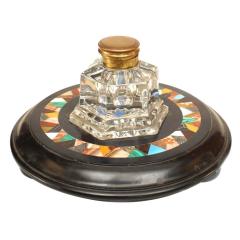French Victorian Crystal and Marble Inkwell - 4742273