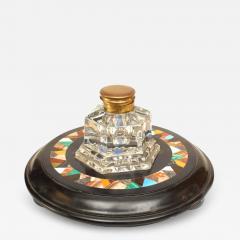 French Victorian Crystal and Marble Inkwell - 4742360