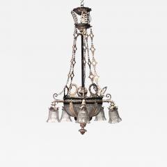 French Victorian Cut Crystal Bowl Base Chandelier - 740932