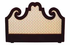 French Victorian Damask Upholstered King Headboard - 2799879