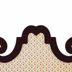 French Victorian Damask Upholstered King Headboard - 2799880