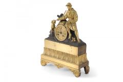French Victorian Gilt Broze Hunter and Dog Mantel Clock - 4200550