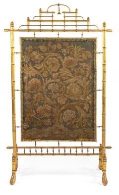 French Victorian Gilt Faux Bamboo Fire Screen - 4658463