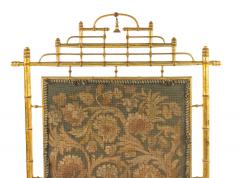 French Victorian Gilt Faux Bamboo Fire Screen - 4658464
