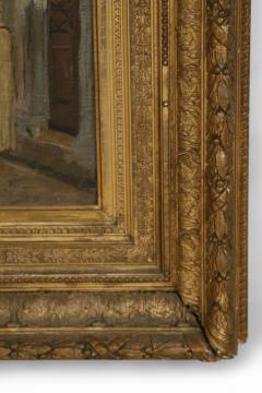 French Victorian Giltwood Framed Oil Painting of a Middle Eastern Street Scene - 4636245