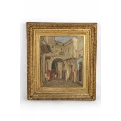 French Victorian Giltwood Framed Oil Painting of a Middle Eastern Street Scene - 4636247