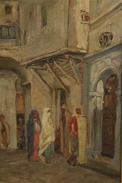 French Victorian Giltwood Framed Oil Painting of a Middle Eastern Street Scene - 4636249