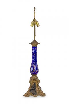 French Victorian Glass and Bronze Table Lamp - 4171237