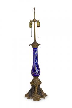 French Victorian Glass and Bronze Table Lamp - 4171238