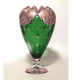 French Victorian Green Glass and Gilt Metal Vase - 4672833