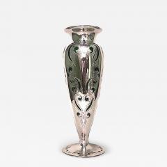 French Victorian Green Glass and Silver Vase - 4242121