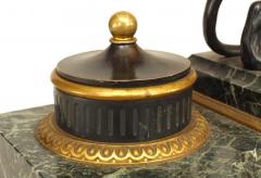 French Victorian Green Marble Inkwell with Tiger - 4631882