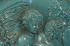 French Victorian Green Porcelain Cupid Wall Plaque - 4201004