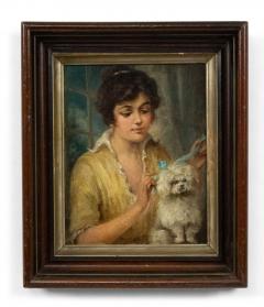 French Victorian Lady and Poodle Portrait - 4516890