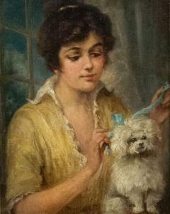 French Victorian Lady and Poodle Portrait - 4539834