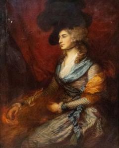 French Victorian Lady with a Black Hat Portrait - 4539140