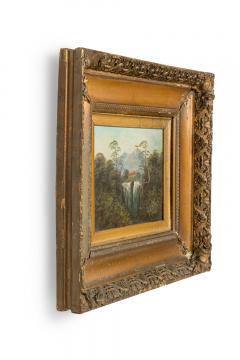 French Victorian Landscape of House by Two Waterfalls - 4516601