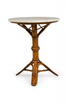 French Victorian Natural rattan and wicker trim End Table - 4664227