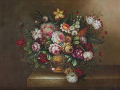 French Victorian Oil On Canvas Painting Titled Still Life 1  - 4654043