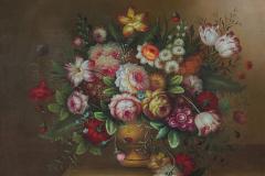 French Victorian Oil On Canvas Painting Titled Still Life 1  - 4654048
