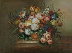 French Victorian Oil On Canvas Painting Titled Still Life 4  - 4654010
