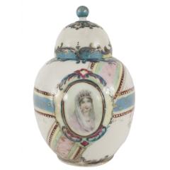 French Victorian Porcelain Ginger Jar with Portrait - 4741660