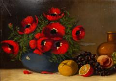 French Victorian Red Flower Still Life - 4517043