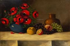 French Victorian Red Flower Still Life - 4539796