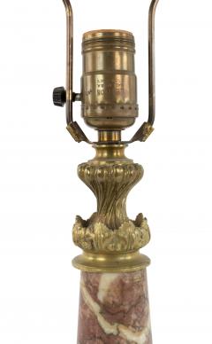 French Victorian Rouge Marble Table Lamp - 4658389