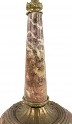 French Victorian Rouge Marble Table Lamp - 4658390