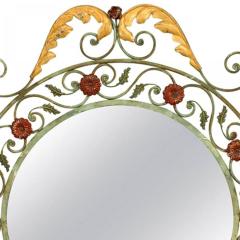 French Victorian Round Painted Wrought Iron Wall Mirror - 4655496