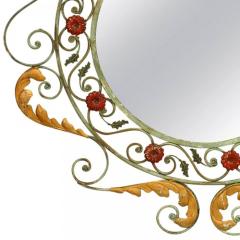 French Victorian Round Painted Wrought Iron Wall Mirror - 4655498