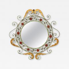 French Victorian Round Painted Wrought Iron Wall Mirror - 4708550